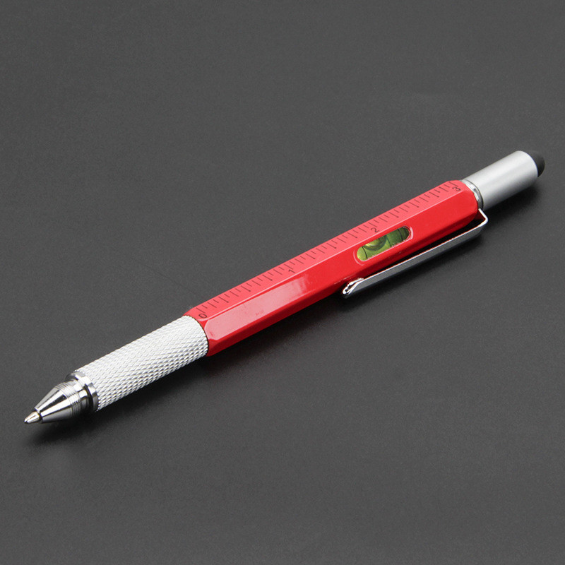 Multi-Functional Six In 1 Tool Pen Climbing Buckle Screwdriver Stylus Pen Gradienter