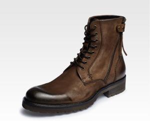 Quality Bullock Mens Brown Leather Dress Boots , Genuine Leather Martin Cowboy Boots wholesale