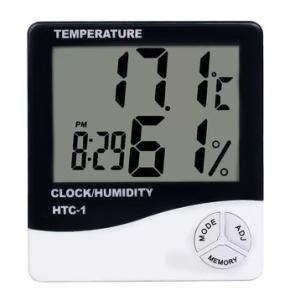 Quality Temperature Humidity Meter Digital Thermometer Hygrometer Weather Station Alarm Clock HTC-1 wholesale