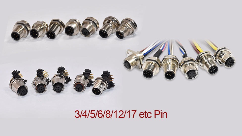 Male Female Solder Pcb M8 M12 Wall Panel Mount Connector 3 - 17 Pin A - X Code Sensor