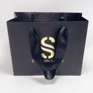 Quality Exquisite Black Kraft Paper Bag Silk Handle Custom Printed Paper Shopping Bags wholesale