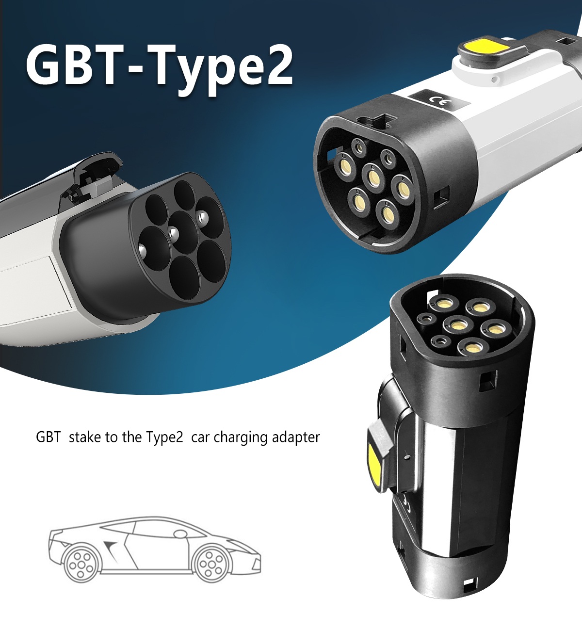 Qiaoyi GBT to Type2 22kw 380v AC Inlet Adapter for Electric Vehicles 32A Charging Connector Outlet Plug ev charger adaptor