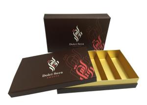 Quality Fancy Skincare Brown Cardboard Gift Boxes For Cosmetic 1100gsm Grey Board Material wholesale