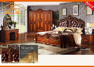 Quality high quality ashley furniture Neo Classical korean style Solid wood King bed factory antique bedroom furniture wholesale