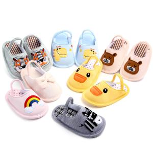 Quality Lovely Cotton fabric cute animal bowknot rainbow infant boy girl baby sandals wholesale