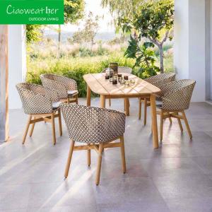 Quality Customized Color Modern Teak Wood Garden Sofa Chair Rattan Wicker Weaving Garden Chair for Outdoor Furniture in Hotels wholesale