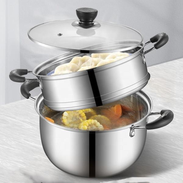 Hot Selling Kitchen Silver Cooking Soup Pot 304 Stainless Steel Steamer Pot