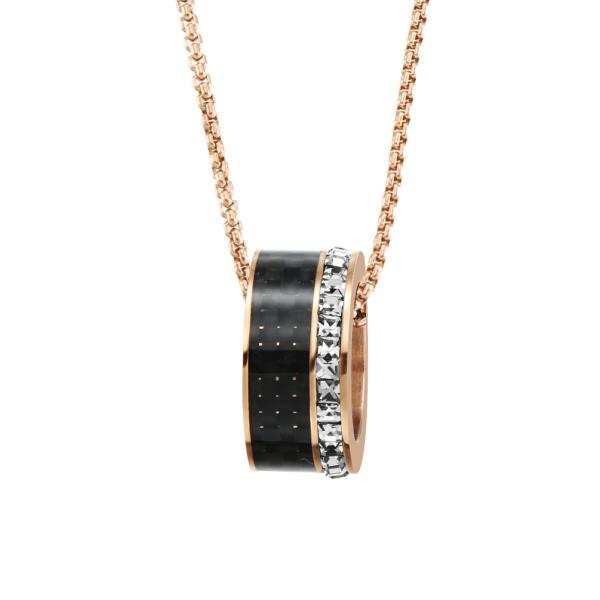 Unique Design Band Shape Carbon Fiber and Stainless Steel Pendants Necklaces for
