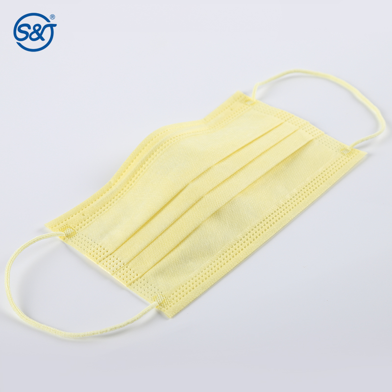 Yellow 4 Ply Disposable Face Masks Disposable Breathing Mask Cotton Ear Loops