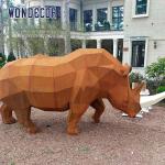 Large Park Forged Metal Sculpture Geometric Animal Rhinoceros