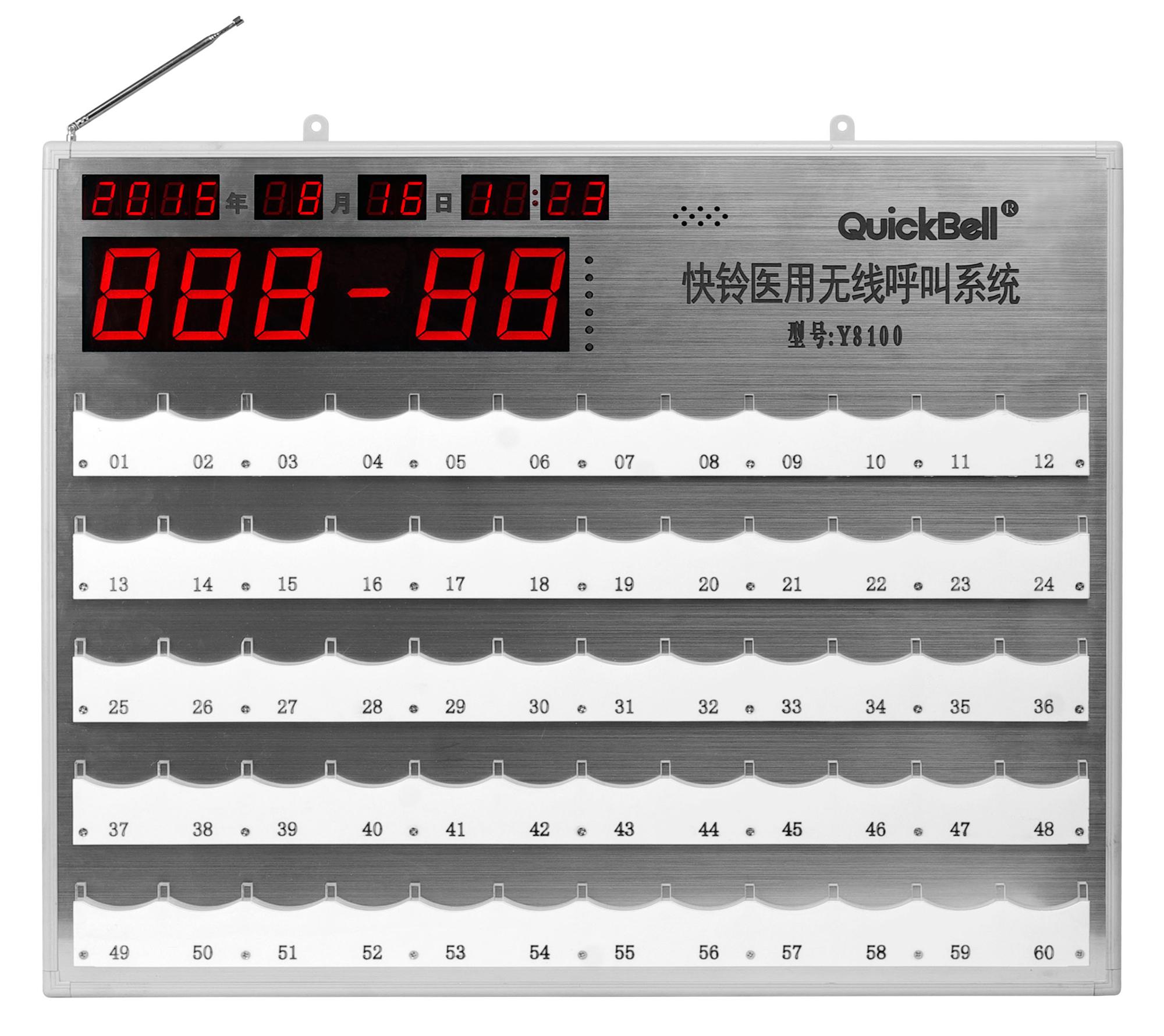 Wireless long range hospital service calling system with digital display screen and voice announcements