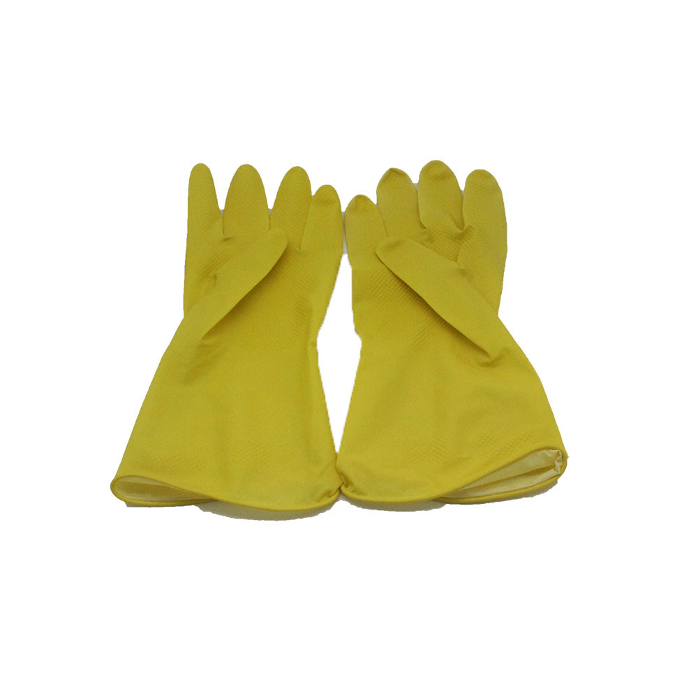 Durable Household Flocklined Rubber Gloves , Kitchen Dishwashing Gloves Waterproof