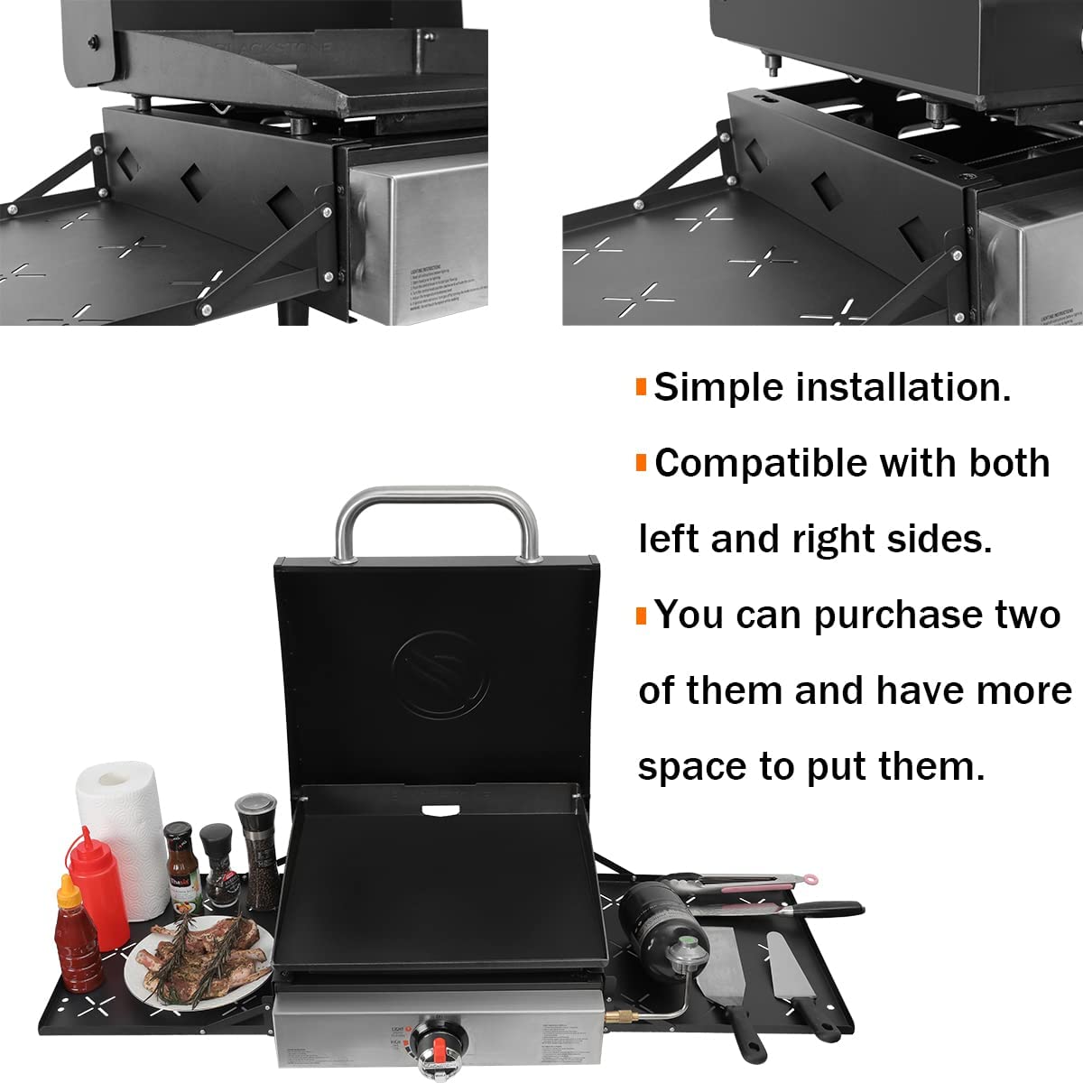 Single Tier Outdoor BBQ Table Shelf for Shape Metal Rectangular Griddle Side Storage