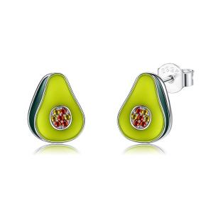 Quality 1.1x0.9cm 2.29g Sterling Silver Jewelry Earrings Unisex Avocado Earrings Studs wholesale