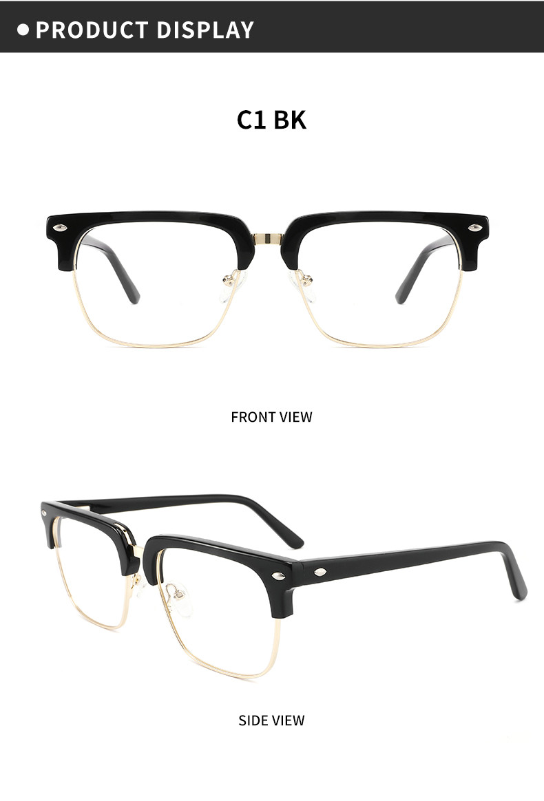 Retro Rivet Acetate Metal Glasses , CE Square Eyewear Frames Customize Logo