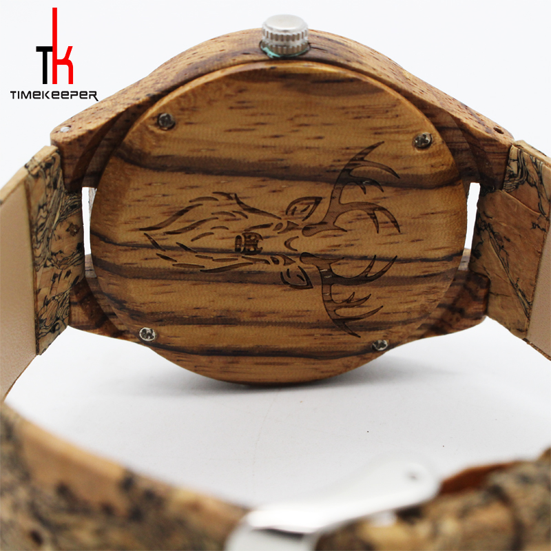 Personalized Bamboo Watches Engraved Wooden Watches For Dad Cork Dial And Strap