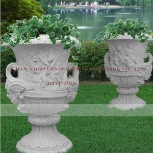 Quality White Stone Marble Carved Flowerpot (YKFP-29) wholesale