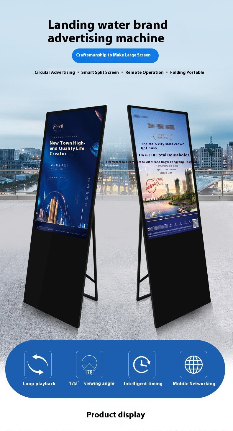 55 Inch Smart All In One Mobile Touch Electronic Water Sign Digital Advertising Kiosk