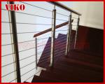 Steel Cable Stair VK69SC TreadAmerican Oak Aluminum Baluster Glass Handrail 304
