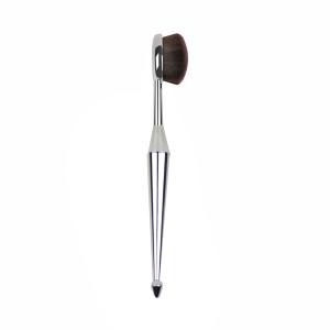 Quality Silver Oval Makeup Brush Set Full Face Synthetic Bristle Plastic Handle wholesale