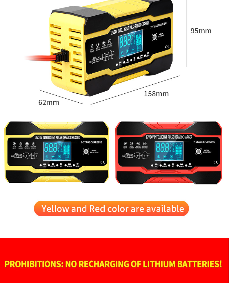 Intelligent 6A 12V Pulse Repair Fast Battery Charger 80W