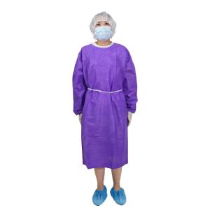 Quality 50g Purple PP Isolation Gown Disposable Hospital Gowns wholesale