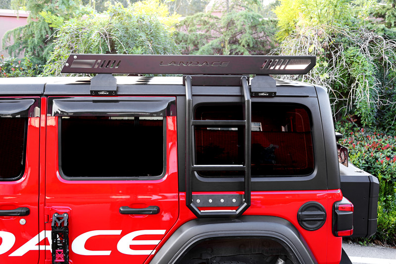 High Load Capacity Jeep Wrangler Roof Rack Basket with Integrated Ladder 400kg Capacity