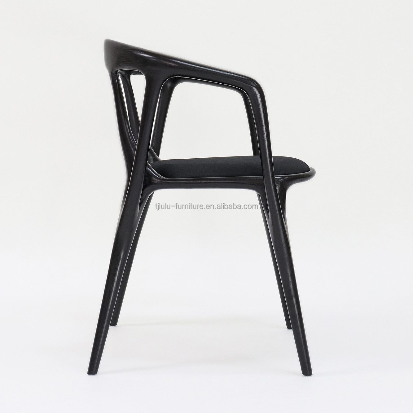 2024 Vintage Nitrolacquer Finish Wooden Artistic Customized Furniture Fabric Upholstery Dining Chair for Restaurant