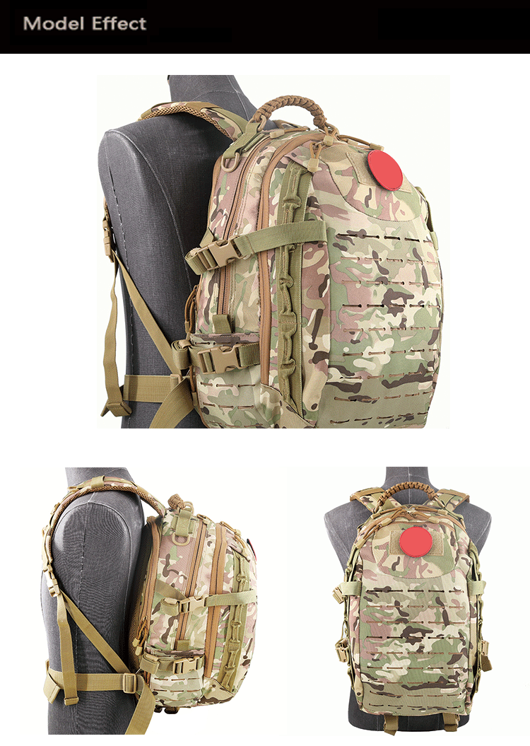 Outdoor Training Waterproof Backpack with Molle System and Physiological Curve Back