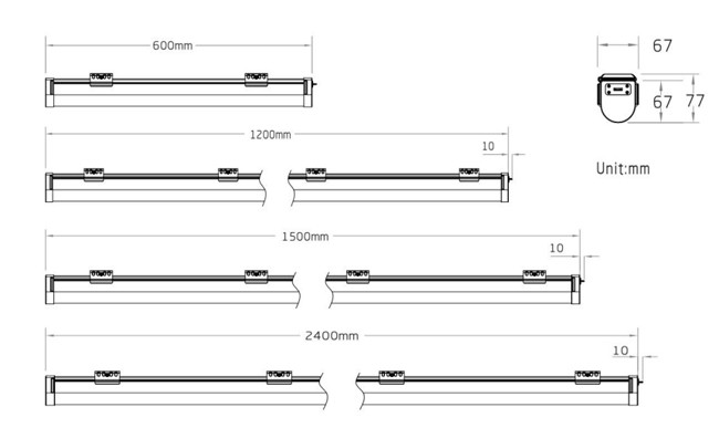 Aluminum Waterproof LED Tube Lights , 8ft 55W Dimmable LED Ceiling Tube Lights