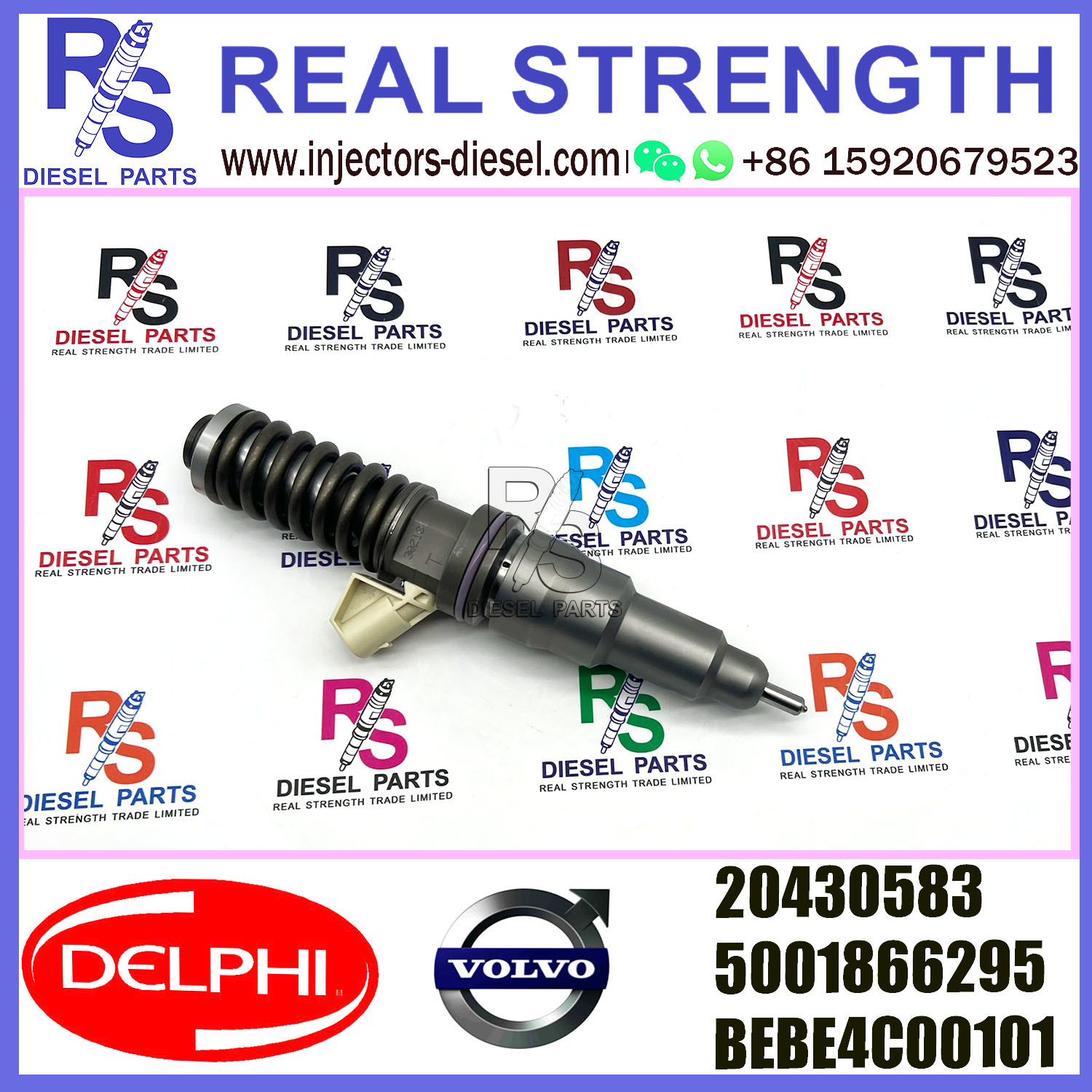 DELPHI 2pin injector 20430583 5001866295 BEBE4C00101 Diesel pump Injector V-O-L-V BEBE4C00101 E1 for D12 EURO 3