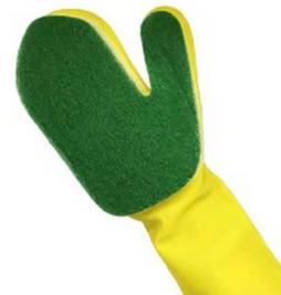 Quality Sponge Scouring Pad Latex Cleaning Gloves For Dish Washing Yellow Color wholesale