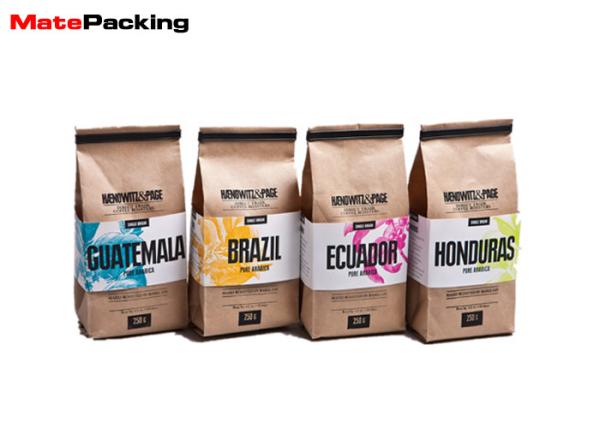Food Grade Heat Seal Stand Up Coffee Pouches , Packaging Tin Tie Brown Paper