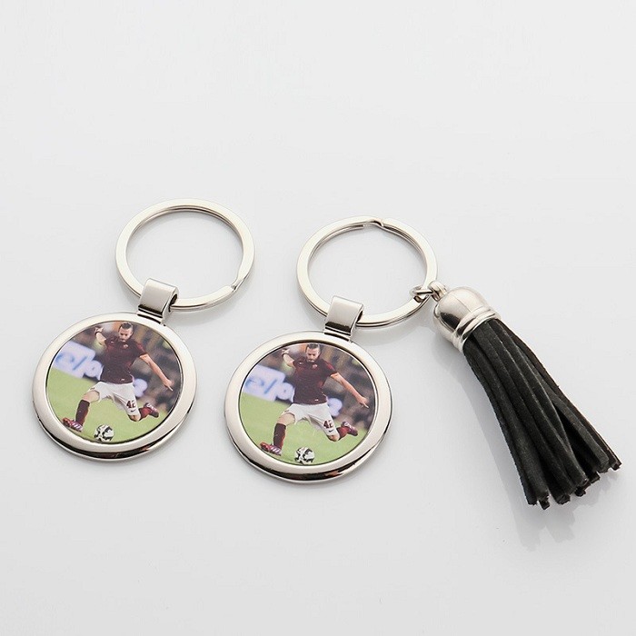 Blank Sublimation Round Keyring Ornament With Tassel Lovers Gifts Creative Metal Keyring