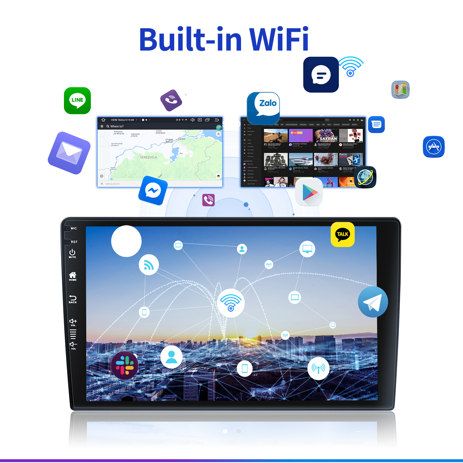 9" Touch Screen Android 12 Car Multimedia Player with GPS Navigation Multi Language