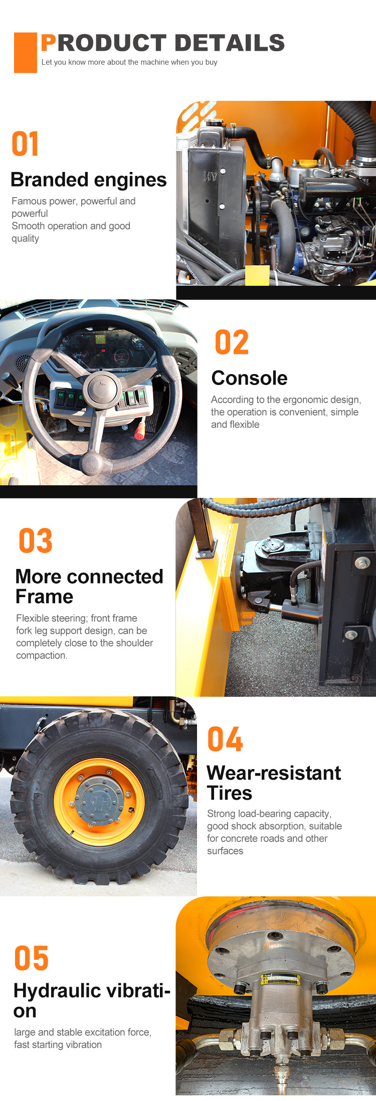 6 Ton Asphalt Compactor HQ-YL6000 Vibratory Road Roller for High Grade Ability 30%