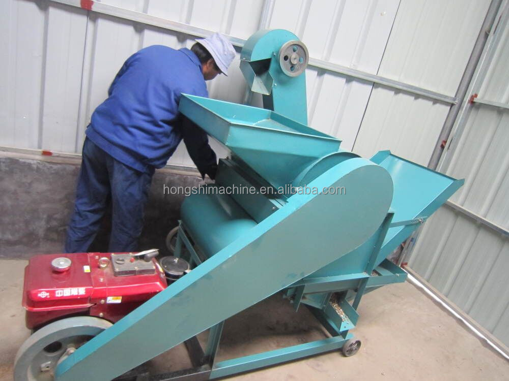 1000-1200kg/h Fiber Decorticating Machine , Diesel Castor Beans Peeling Machine