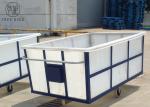 White 1000kg Rotational Poly Box Truck , Heavy Duty Wheelie Poly Laundry Carts