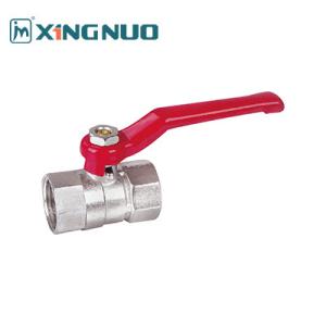 Quality Female Hexagonal Brass Ball Valve Threaded Nickel Plated 1 Inch 2 Inch Sand Blaster Red Handle wholesale