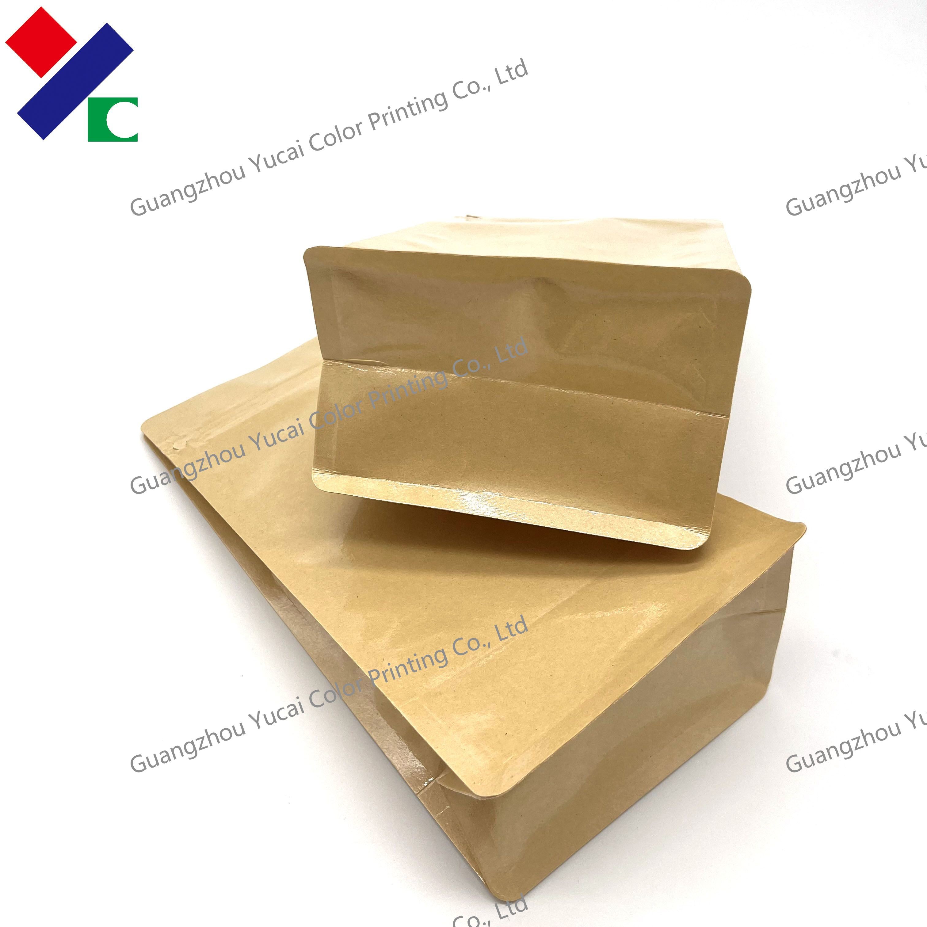 Biodegradable Brown Kraft Paper Stand Up Pouch With Zipper Food Packaging Bag