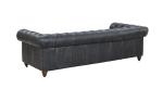 Royal Style Grey 3 Seater Leather Sofa High Resilient Foam Strong Solid Wood