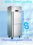 2 Doors Commercial Kitchen Freezer Direct Cooling 800L Fridge Freezer Single