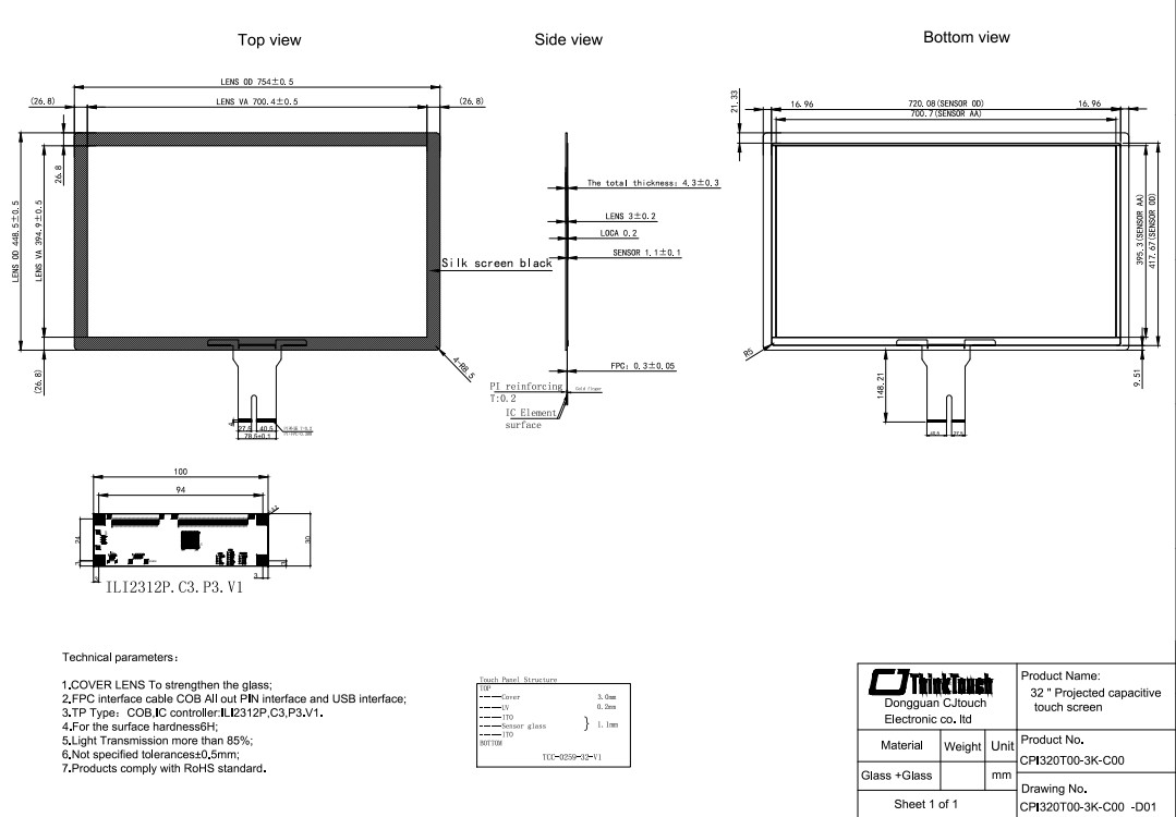Multi Point PCAP Touch Screen For Education 32"-55" Input Voltage 5V