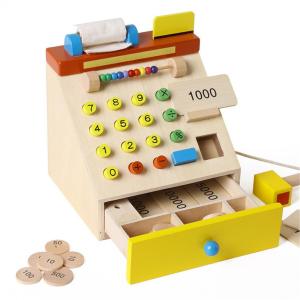 Quality Children Wooden Simulation Cash Register Pretend Play Toys wholesale