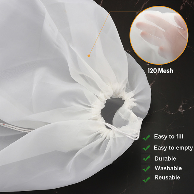 120 250 400 Micron drawstring filter bags For Fruit Cider / Apple Grape Wine