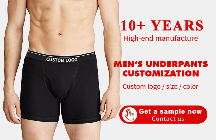 Custom Logo Cotton Men Underwear Plus Size Breathable Boxer Briefs