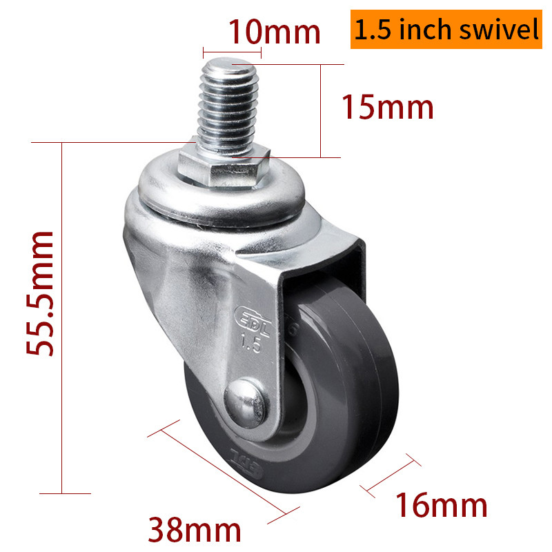 EDL Mini Caster Wheels 1.5inch 30Kg Grey Color TPU by Swivel and Brake 2015S-72