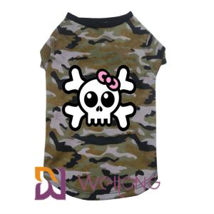 Quality Poly Camo Skull Halloween Pet T Shirt for Dog 100% Poly Jersey 180G wholesale