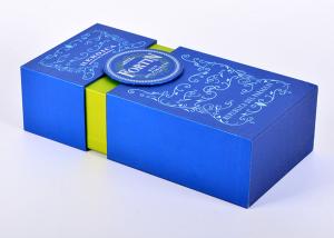 Quality Fancy Paper Luxury Packaging Boxes Cardboard Wine Glass Bottle Packing Brilliant Blue wholesale