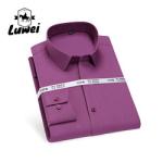 Men Long Sleeve Business Shirts Single Button Casual Plaid Striped Shirt